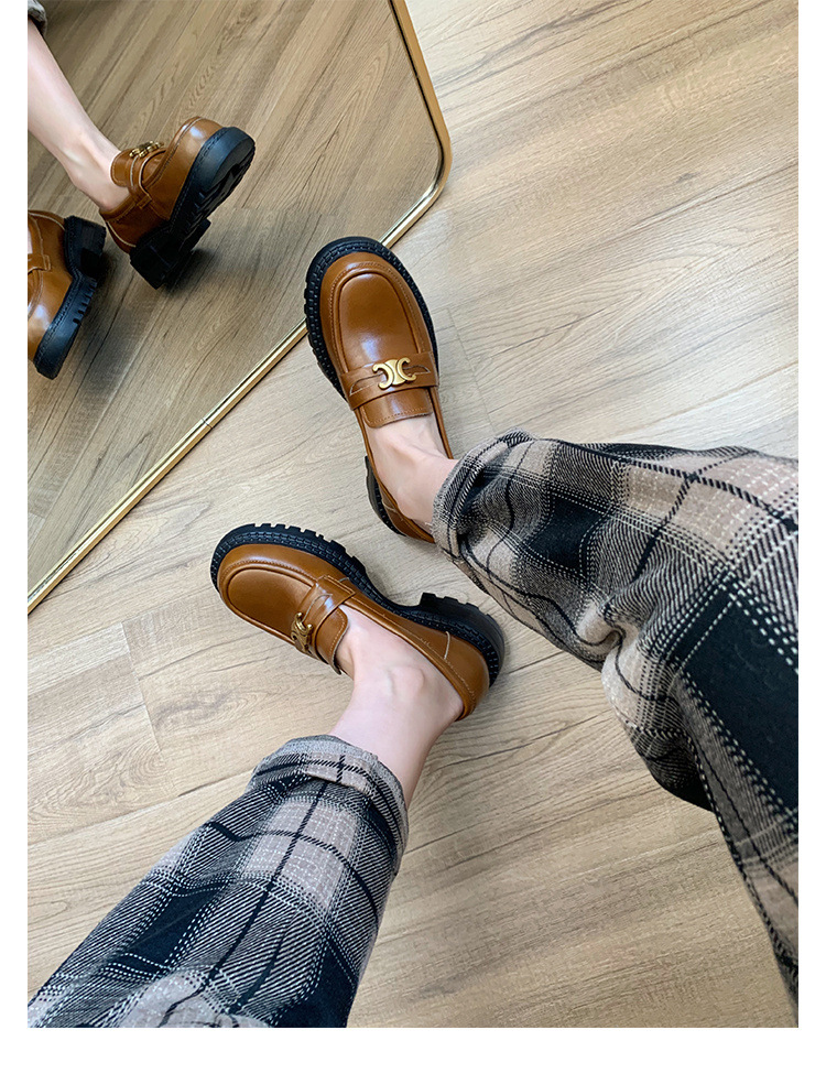 葡萄妈Studiolee英伦风小皮鞋女小金扣圆头一