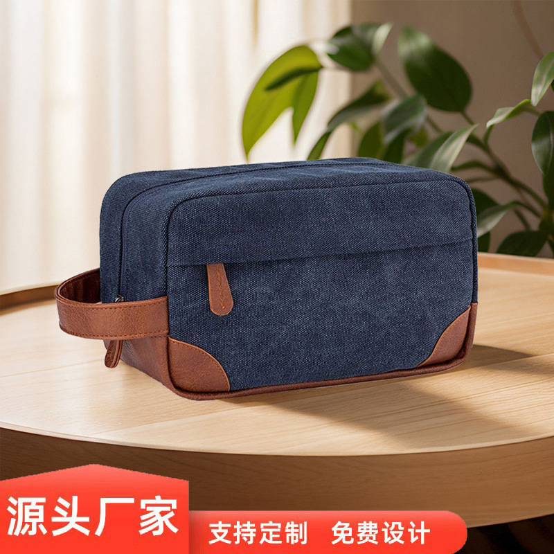 12 An lavado lona bolsa de lavado de estilo europeo retro para hombres estilo explosivo transfronterizo bolsa de cosméticos portátil multifuncional se puede personalizar