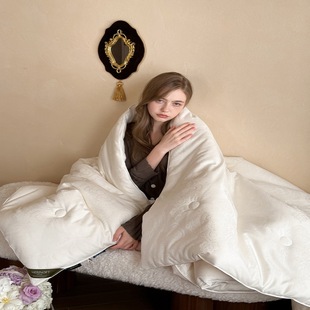 Extremely Luxury Italian Retro Style Australian Imported Merino Wool Quilt Autumn and Winter Sky Silk Cotton Warm Mother Quilt Home