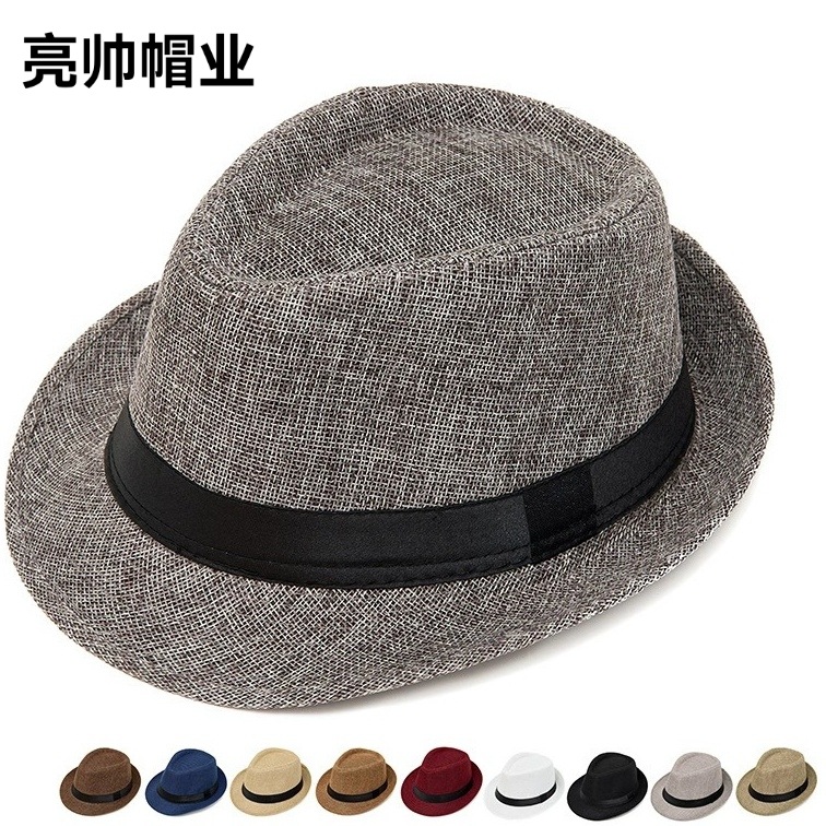 Sombrero Fedora para Hombre de Lino, Transpirable, Protección Solar y A Prueba de Viento, para Playa y Ocio