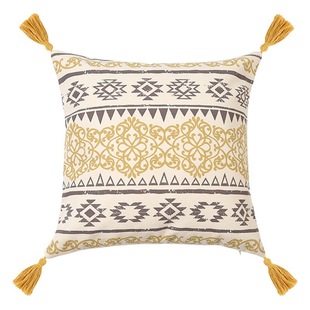 Cross-border pillow ebay cotton printed tassel geometric floral homestay sofa cushion cover source factory Amazon