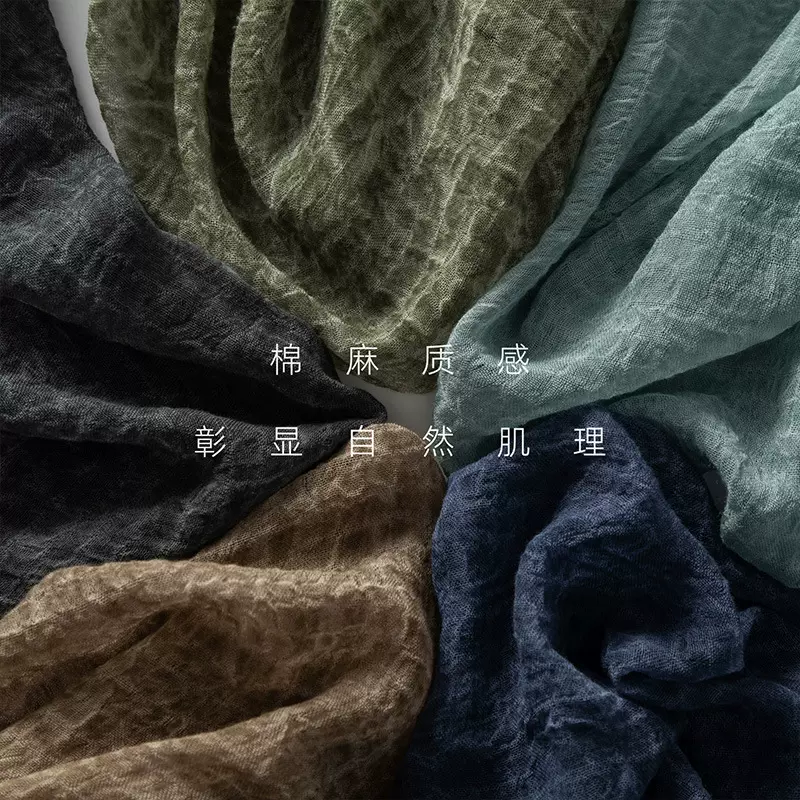 自然压绉肌理感丝巾混纺女高级感薄款方巾围巾简约百搭女防晒披肩