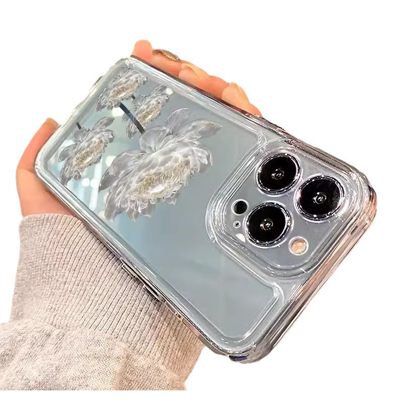 Suitable for Apple 15 promax phone case, new iPhone 14 premium 13 pro/ins style, 12 white lotus x_voghion.com