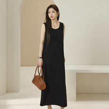 纤莉秀大码女装简约时尚气质松弛感无袖针织连衣裙胖mm2024秋新款