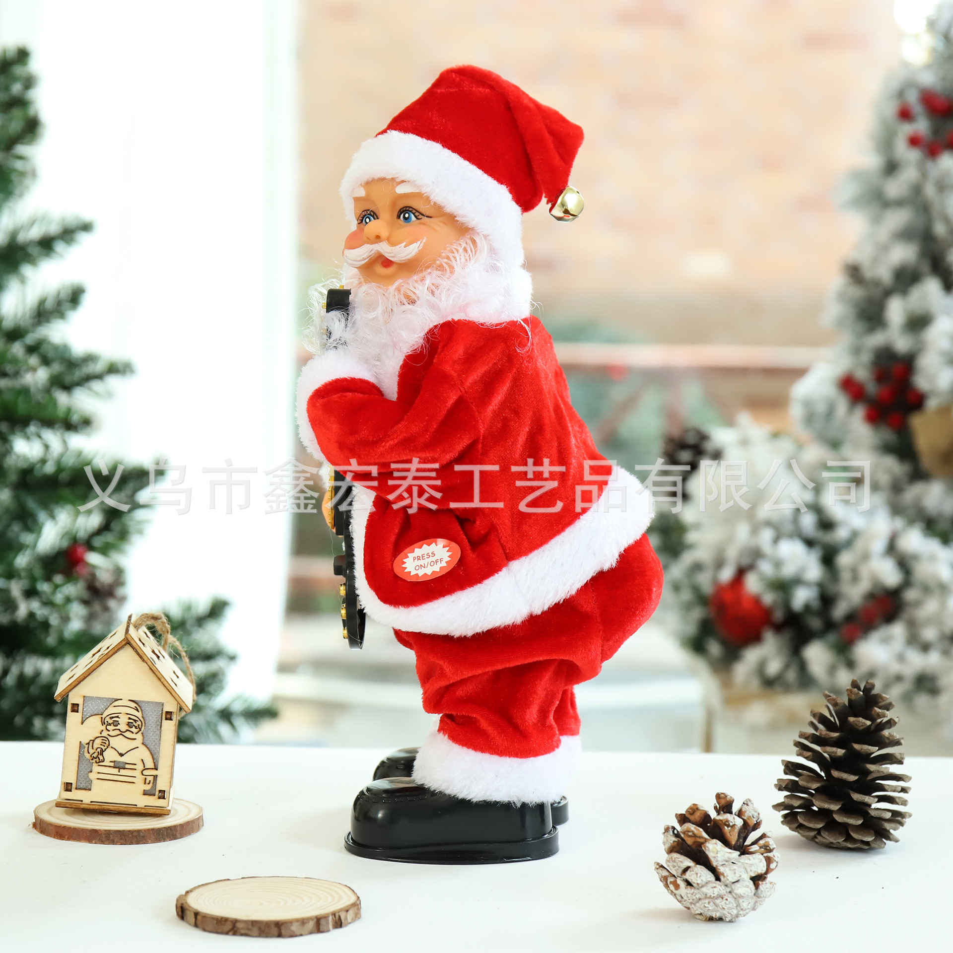 Escalera roja decoración navideña eléctrico Papá Noel trepando cuentas paracaídas muñeca fábrica regalos de Navidad para niños