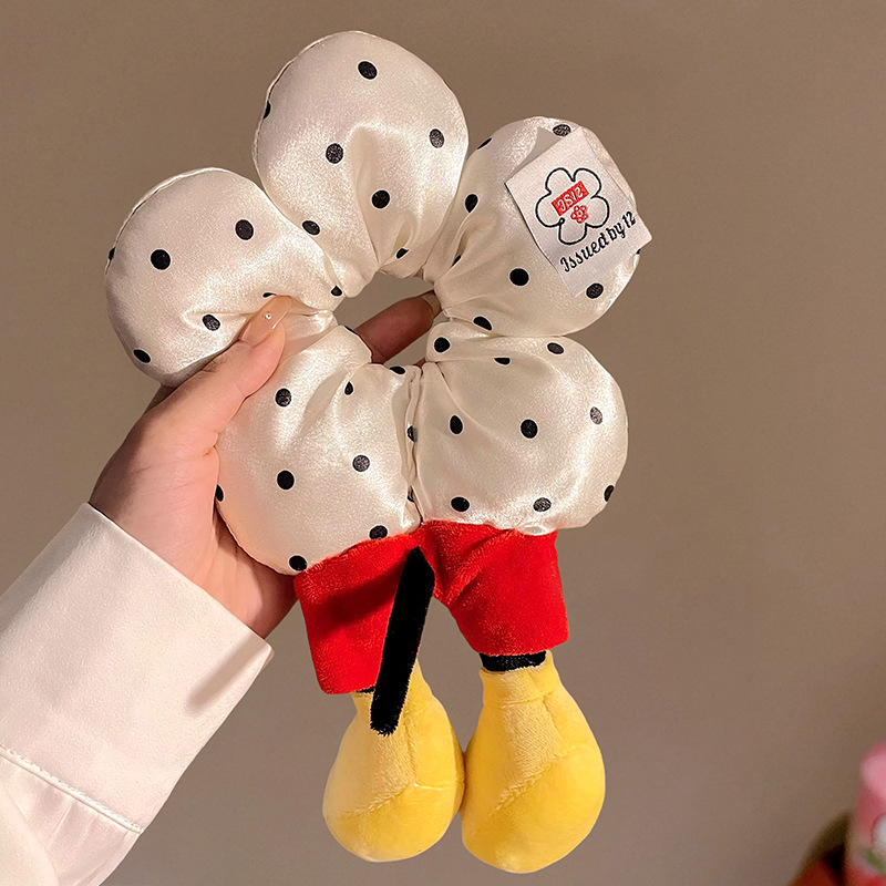 Mickey culo, lunares, flores, círculos para el cabello del intestino grueso, linda cabeza de bola, cabello de placa de dibujos animados, tocado de sentido avanzado, cuerda para la cabeza de felpa
