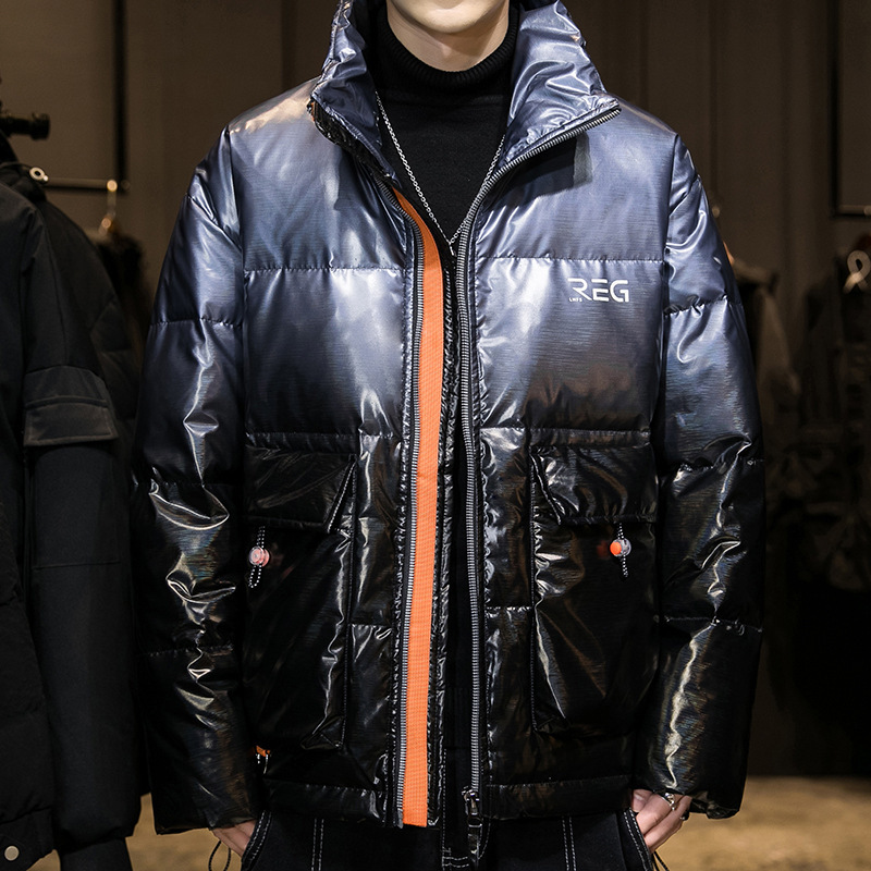 Men's White Padded Jacket Stand Up Collar Warm Winter Coat_voghion.com