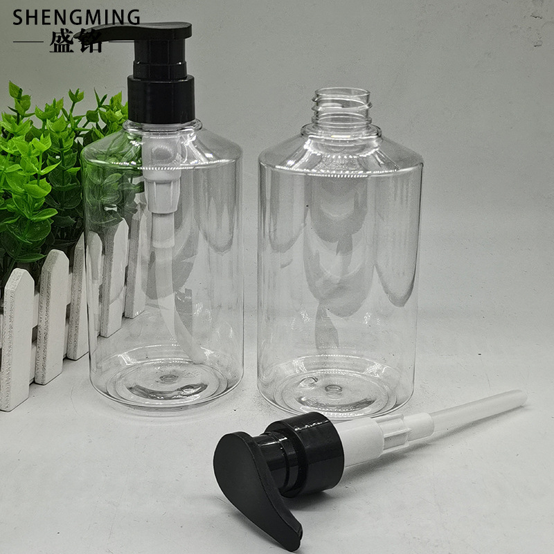 PET透明ローション斜め肩ボトル 500ML シャワージェル空ボトル シャンプー押圧ボトル ハンドソープポンプボトル|undefined