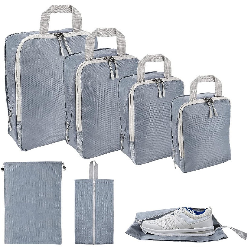 Travel compression bag eight-piece set travel business trip stamp storage bag waterproof nylon material double bag diamond grid bag