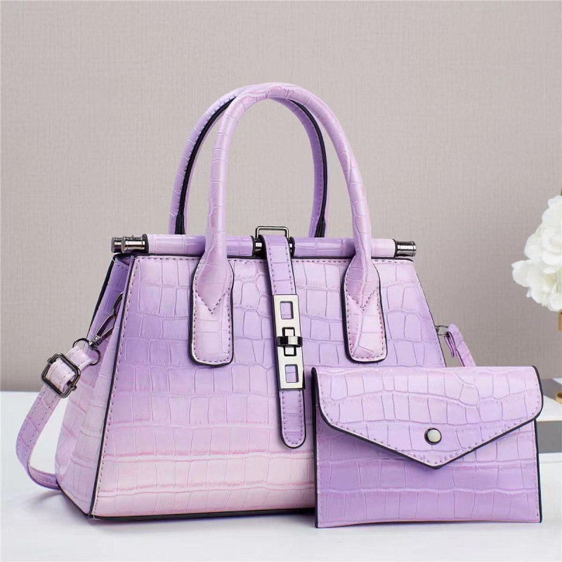 Dos piezas de paquete de bolsos de mano con patrón de cocodrilo, bolsos de hombro de temperamento versátil, mochila de moda casual, cross-border bgas