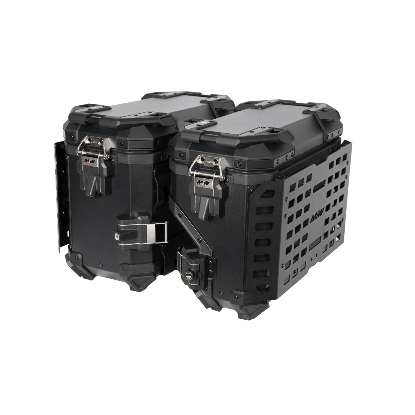 38Lbm Multifunctional Armored Black Aluminum Alloy Three-Box Motorcycle Tail Box Side Box for Motorcycle Travel and Camping Storage
