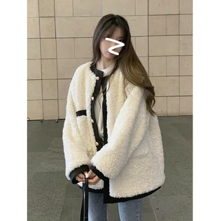 羊羔毛小香风外套女秋冬2025新款韩版宽松百搭短款气质上衣可代发