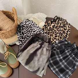 男女童洋气韩版休闲束脚裤冰丝薄款外穿时尚百搭豹纹潮童裤子批发