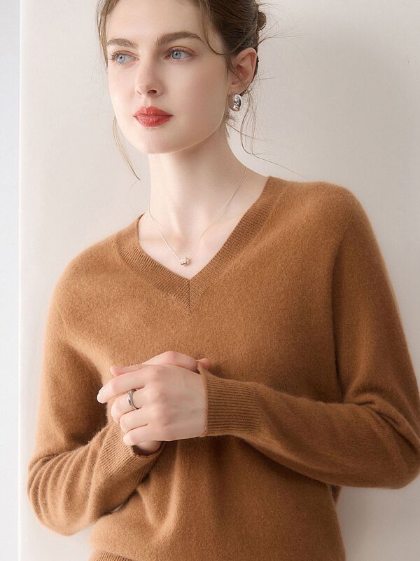 Pure Cashmere Seamless Women's Sweater Simple Base Layer Versatile Thick Collar