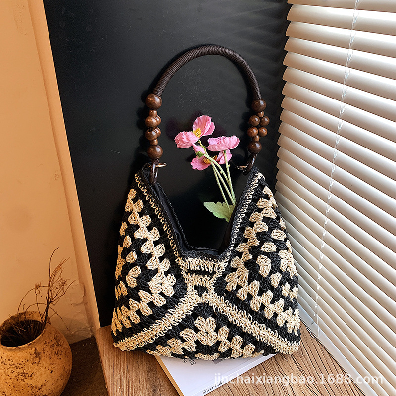 2026 New Summer Straw Woven Bag For Women, Hollow Out Shoulder Tote Bag For Beach Vacation, Woven Market Basket Bag - Thumbnail 8