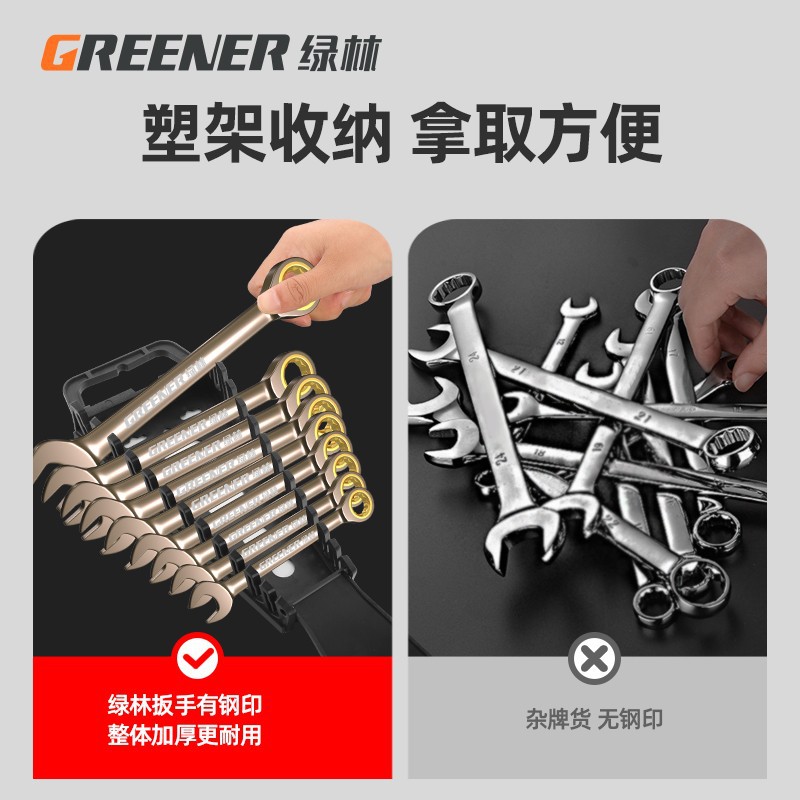 Lvlin Llave de trinquete rápida grado industrial pequeño engranaje abierto de doble cabeza de doble propósito de ahorro de mano de obra automática de placa rápida traje de herramientas image 3