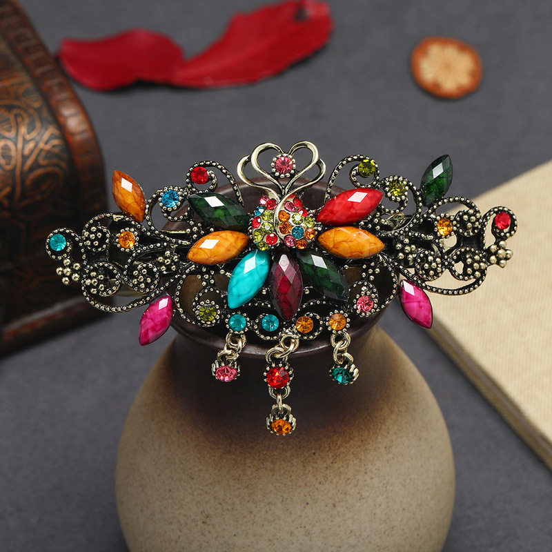 Retro Style Palace Costume Headwear Hair Accessories Top Clip Tassel Flower Rhinestone Spring Hair Clip Women's Accessories Retro Style Palace Costume Headwear Hair Accessories Top Clip Tassel Flower Rhinestone Spring Hair Clip Women's Accessories