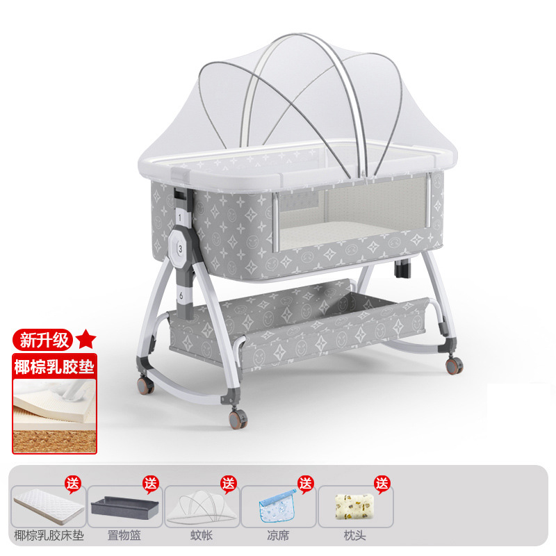 Cama de bebé Cama de cuna móvil Cama plegable portátil multifuncional Cama de bebé recién nacido Cama de empalme Cama grande image 61