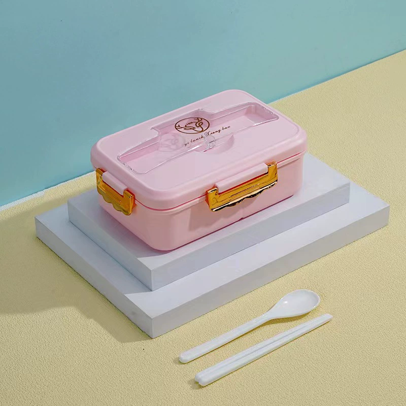 Ланчбокс для студентов Bento, 3 отделения, микроволновый ПП с прибором (ложка/вилка/палочки)