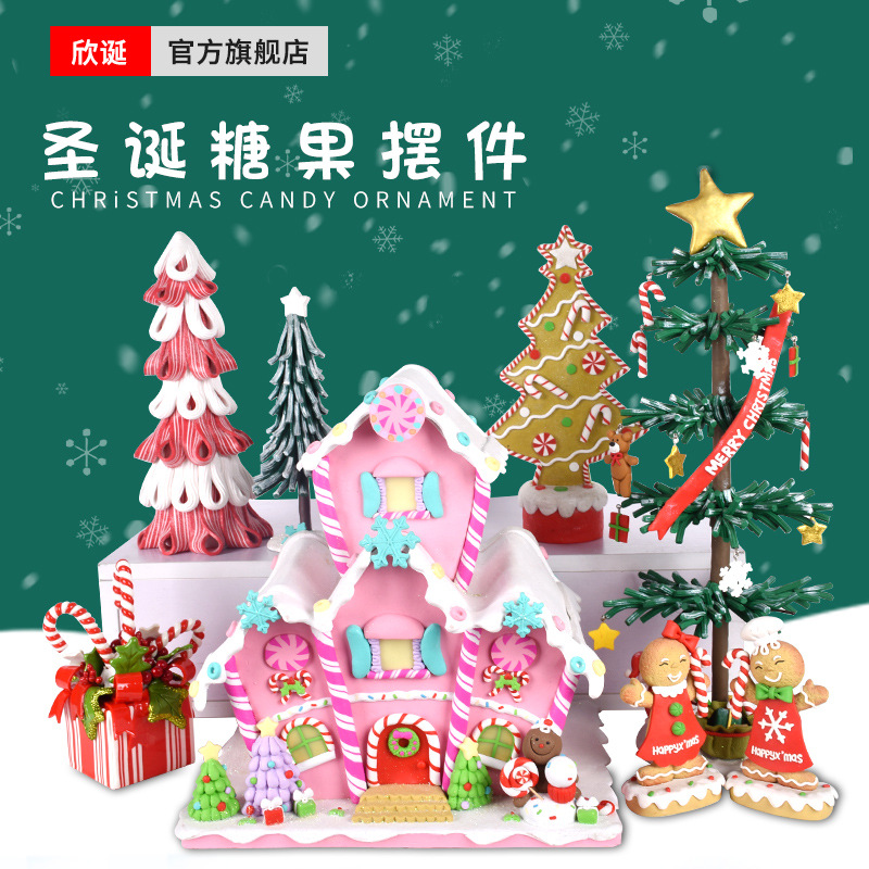 Decoraciones de Navidad para el hogar escritorio de cerámica suave decoraciones de color caramelo ventanas escenas nórdicas diseño regalos de Navidad image 1