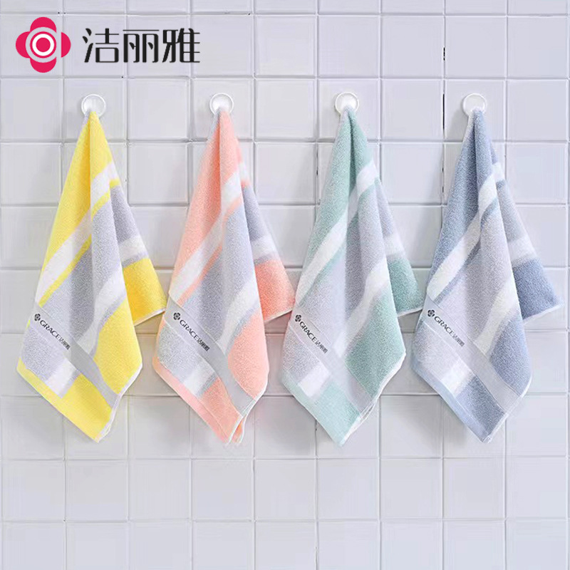 Jieliya color bar forging pure cotton towel striped couple household face towel daily soft absorbent 230181