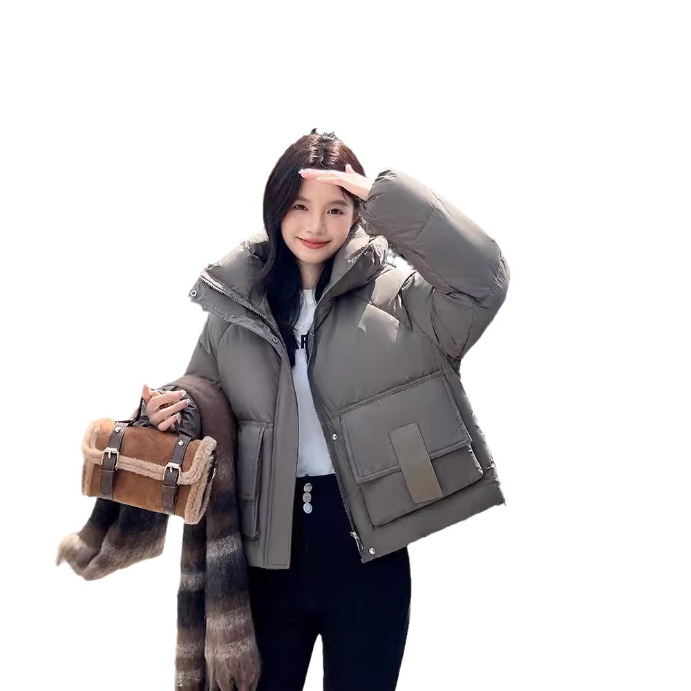 Chaqueta de algodón de pluma de mujer corta ropa de algodón coreana 2024 ropa de invierno nueva chaqueta de algodón suelta pequeña ropa de pan gruesa moda image 6