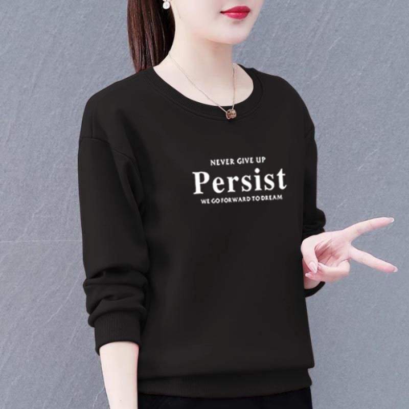 長袖のtシャツの女性の春秋の新型の大きいサイズの洋気のお母さんの服装はゆったりしています。