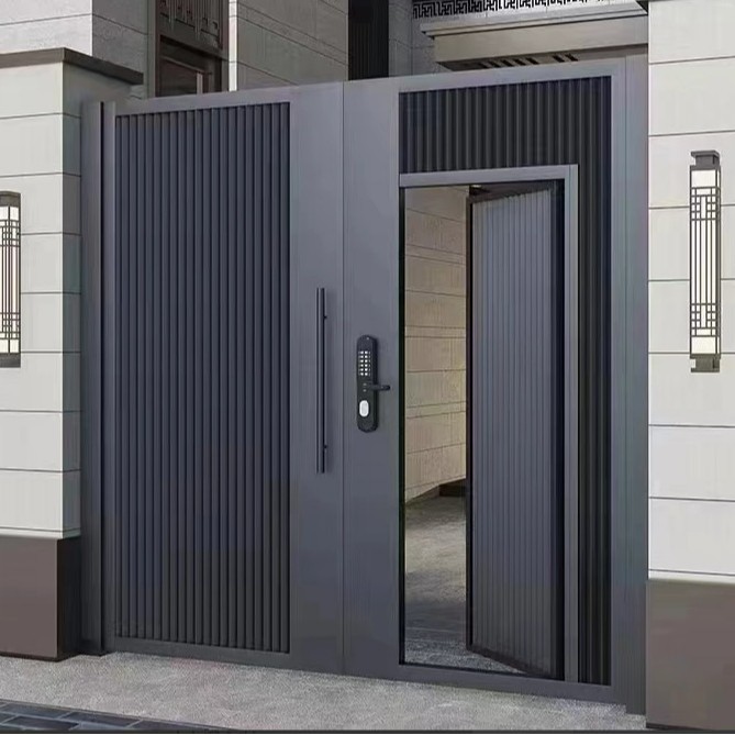 中式铝艺大门 户外庭院防水密码锁大门 庭院小区入户铝合金大门