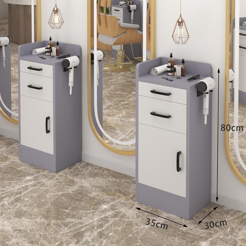 서랍 2개와 처마가 있는 문 1개(회색 흰색) 공식 표준 35x30x80cm