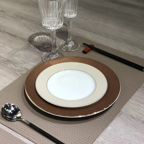 Cross-border Leather Texture Series Dinner Plate Creative Simple Model House Decoration Ceramic Plate Phnom Penh Light Luxurious Steak Western Food Plate