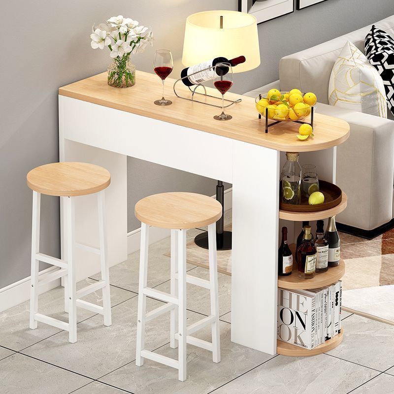 Bar Table for Home Use Against the Wall, Milk Tea Shop Table and Chair Set, Long High Table, Commercial Bar Counter, Narrow Bar Table for Balcony