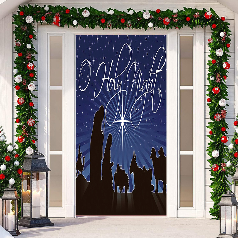 Puerta transfronteriza de Navidad JIT decoración de tela de fiestas decoradas tela de fondo de la habitación de la puerta de tela de tapices