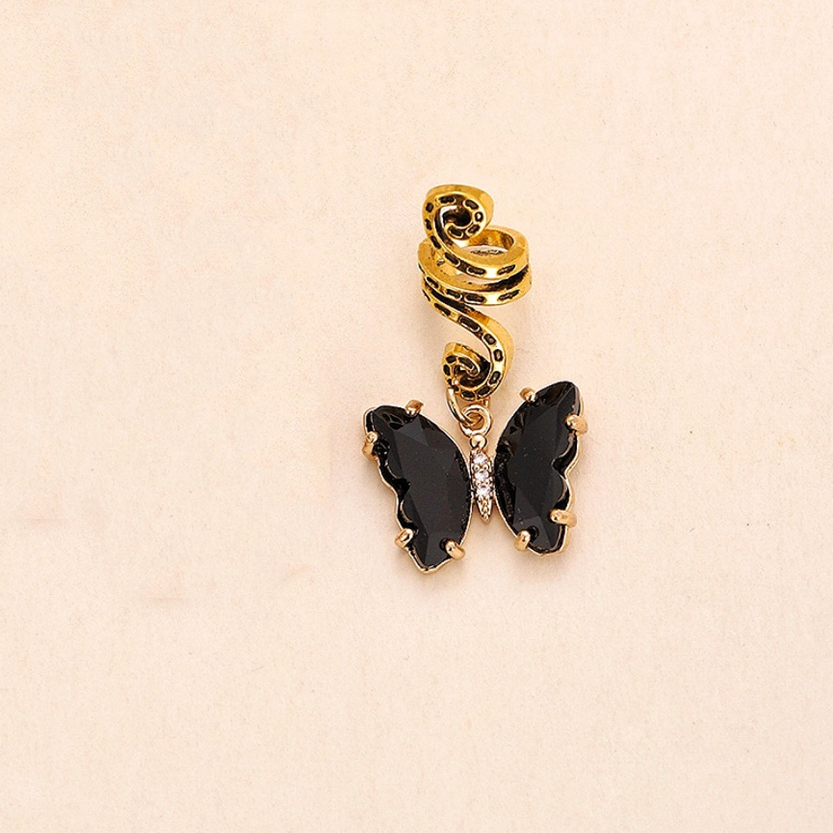 Red famoso nuevo anillo de pelo de trenza sucia personalidad hip hop colgante de cristal mariposa anillo de pelo de moda cool girl tocado para el pelo