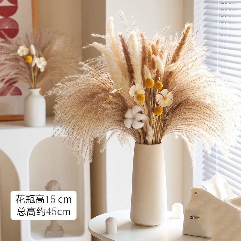 天然風乾植物兎尾草葦乾花花束高級感真花家玄関客間飾り花瓶|undefined