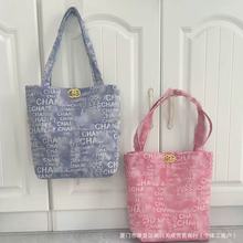 海外会员礼欧美风亮片手提包时尚潮流单肩包大容量毛呢包ipad包女