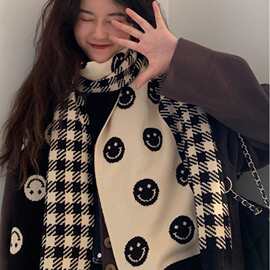 笑脸围巾针织春秋冬保暖防寒ins风韩版毛线毛线围脖