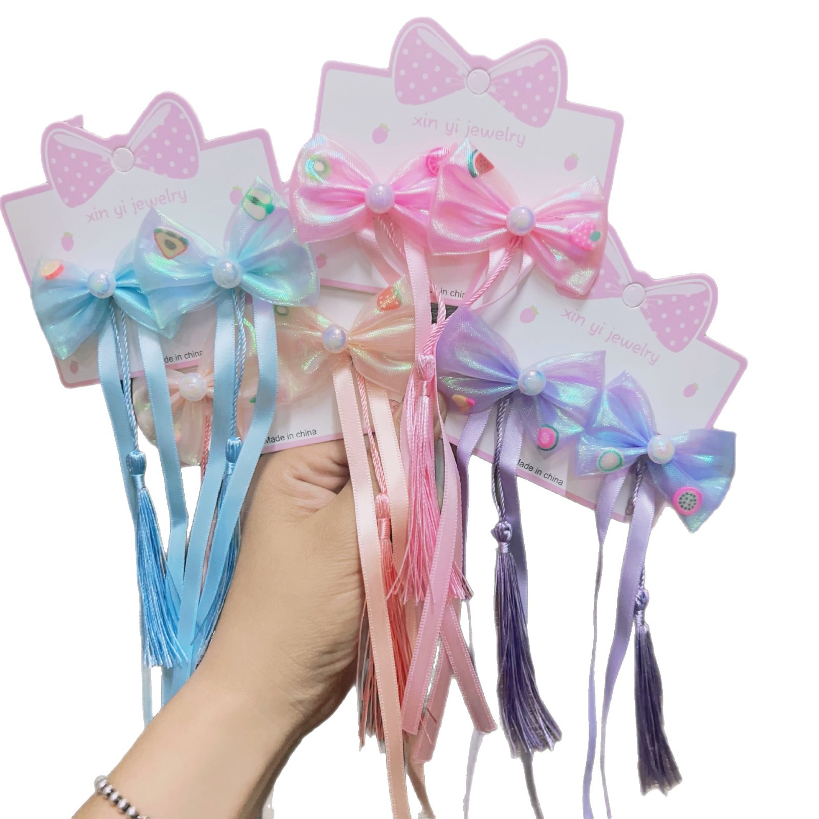 Niña hanfu estilo antiguo arco cinta de los niños horquilla púrpura Internet celebridad pequeña princesa horquilla niñas accesorios para el cabello