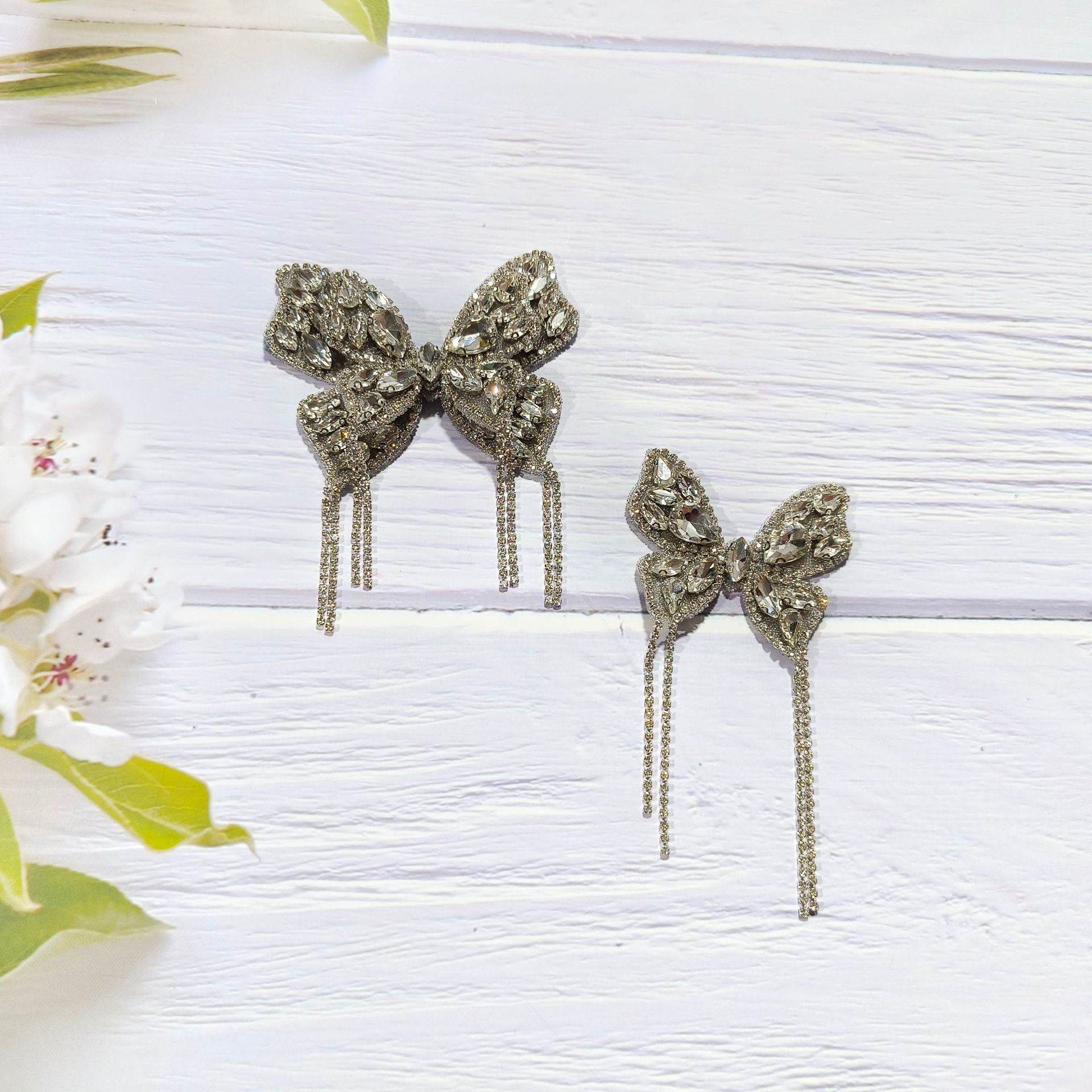 Parche Decorativo de Lazo con Strass y Cuentas, para Ropa/Zapatos, DIY