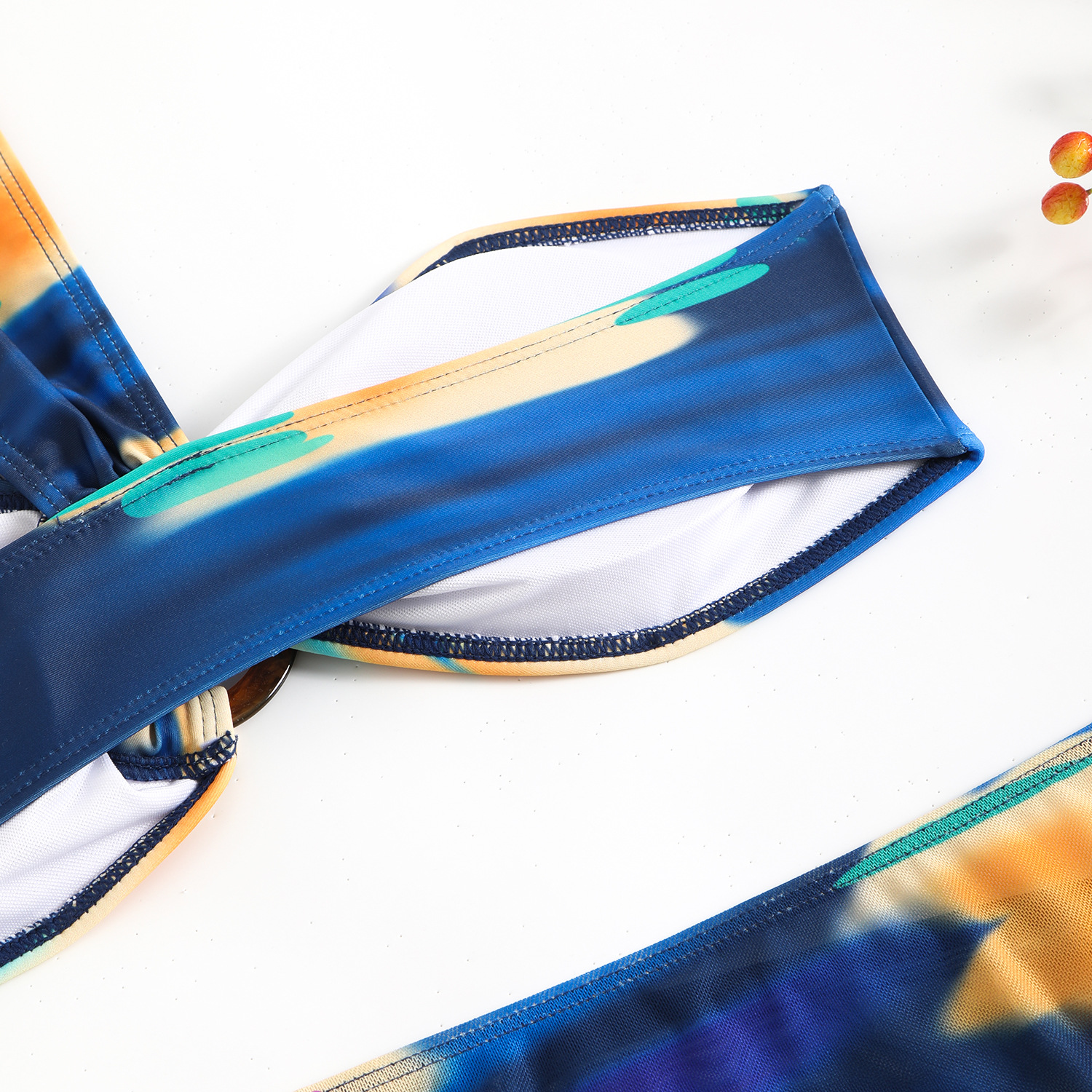 140g Weight Sleeveless Sleeve Length Polyester Fabric Type 3 Pieces Set Quantity Swimming Occasion One Shoulder Neckline Skinny Fit Type Colorful Pattern Women's Gender Sexy Style Women's Sexy Colorful 3 Pieces Set Bikinis Swimwear 20