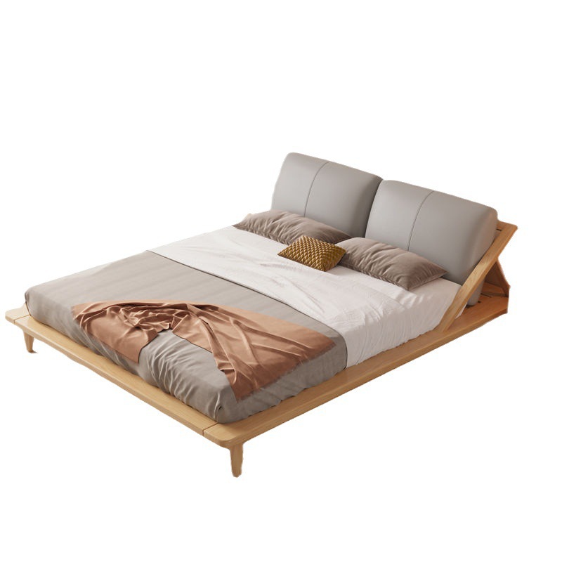 Cama de madera maciza de estilo japonés moderno minimalista nórdico estilo crema tatami doble cama corta pequeño apartamento registro dormitorio principal cama
