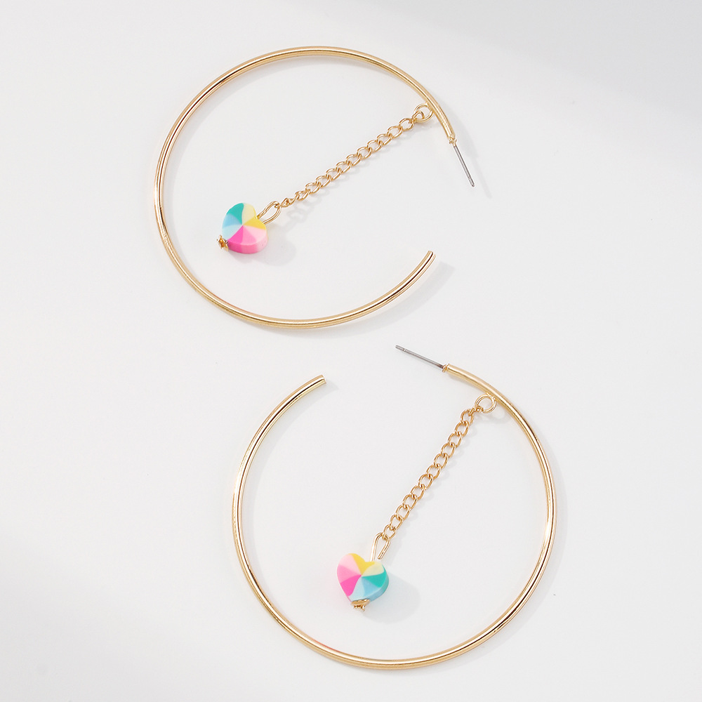 simple geometric love creative chain C-shaped earrings retro