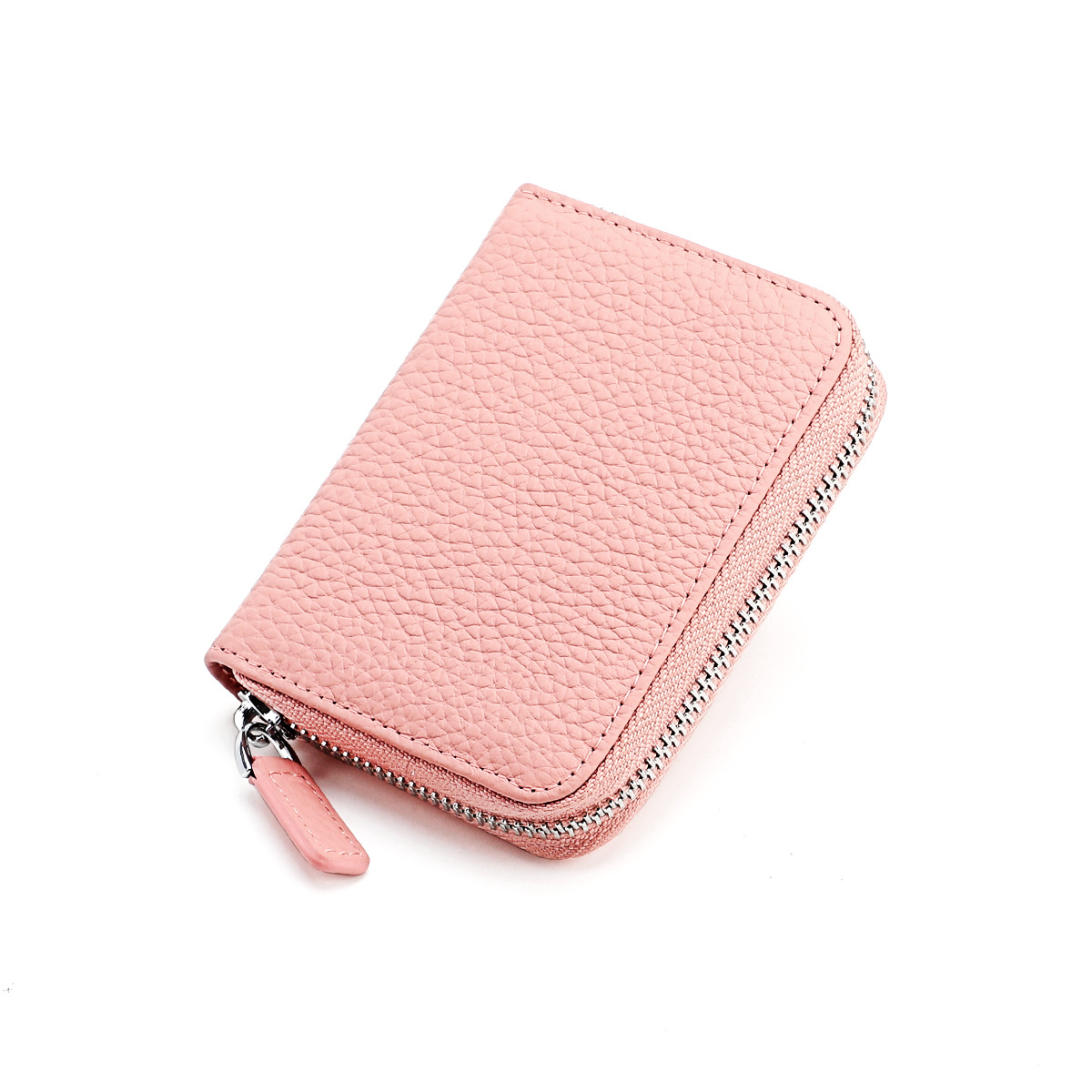 Amazon Japonés Cartera de cuero genuino MONEDERO órgano titular de la tarjeta RFID antirrobo cremallera monedero de la moneda de gran capacidad titular de la tarjeta