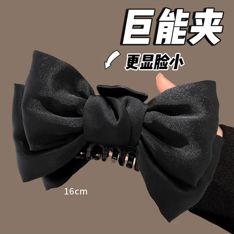 south korea double-sided black big bow grip women‘s oversized high-grade hair accessories back head updo shark clip