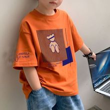 纯棉韩版潮流男童T恤2025年夏季新款时髦ins风宝宝帅气短袖上衣酷