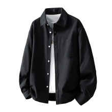 帝创者2568秋季新品男士长袖衬衫日系高级感男生长袖纯色衬衫外套