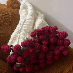 diy玫瑰花束毯子手工编织送对象材料包毛线团花朵毛毯含毛线工具