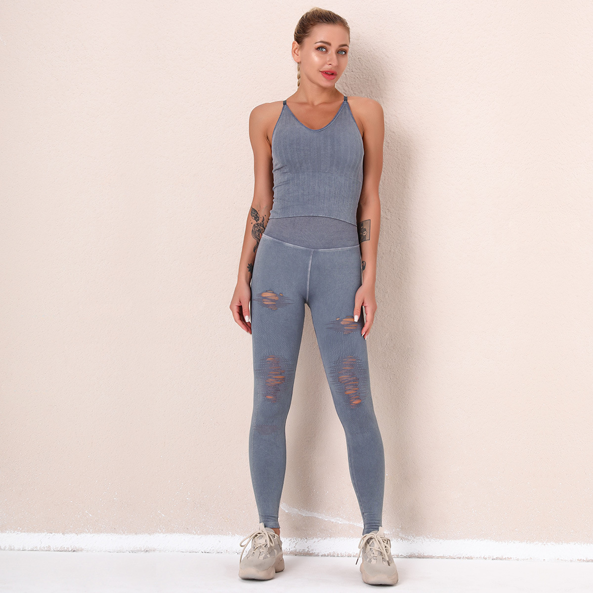 traje de fitness deportivo para correr sin costuras NSNS34108