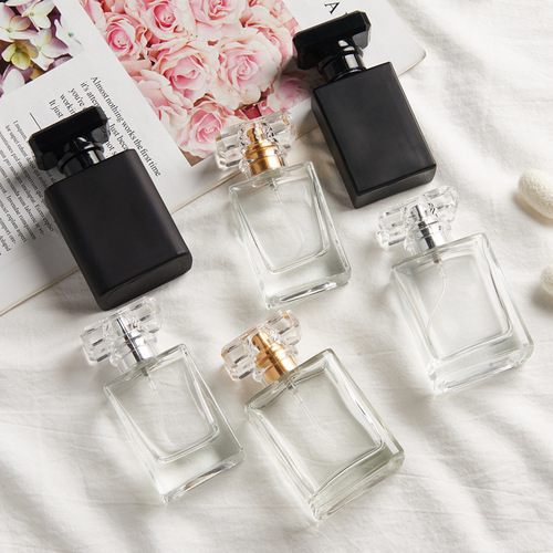 30ml 50ml screw square glass perfume bottle cosmetics hydrating spray bottle packaging material glass empty bottle