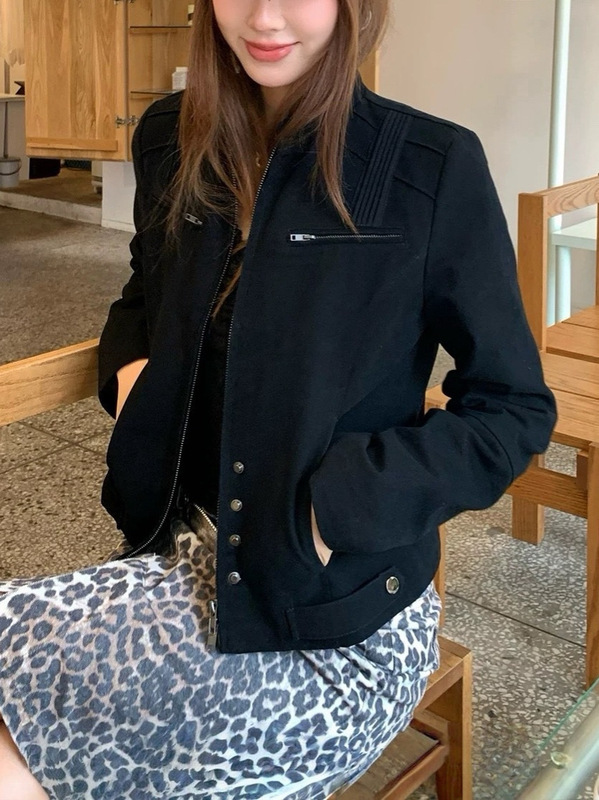 天赋夹克100棉小众设计感百搭休闲立领工装夹克外套|undefined