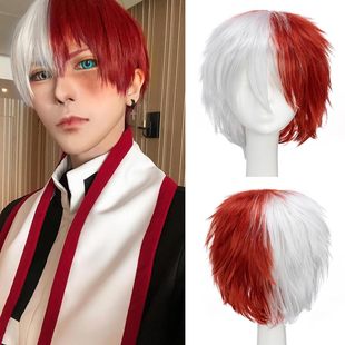 Men's and Women's Short Straight Hair Button Net cosplay Anime Wig Color Multicolor Anti-upturned Short Hair Full Head Cover Fake Hair